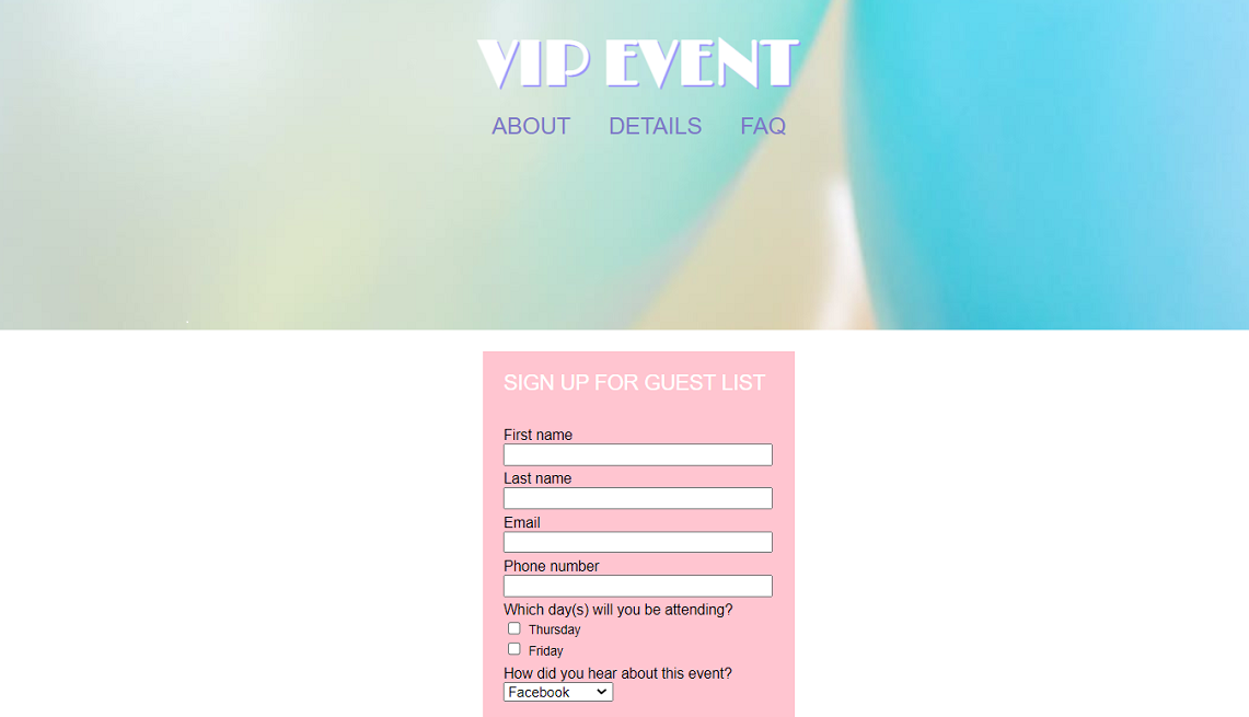 event registration form